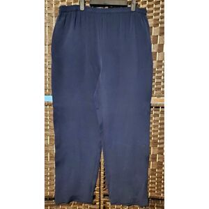 100% Silk Navy/Black Size 8 Elastic Slacks Pants